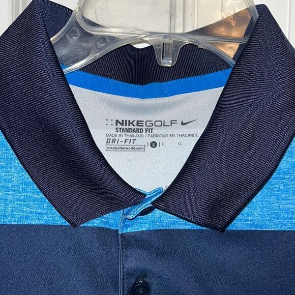 Stonebridge UK Blue 2 tone stripe Nike Dri Fit SS Golf Polo Shirt-L Standard Fit - Picture 4 of 5